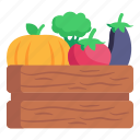 veggies, vegetables crate, harvest, fresh veggies, food