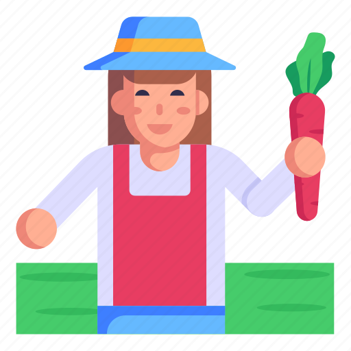 Farm vegetable, lady farmer, agriculture, vegetable farmer, carrot icon - Download on Iconfinder