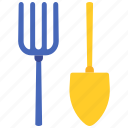 agriculture, equipment, farming, fork, gardening, shovel, tool