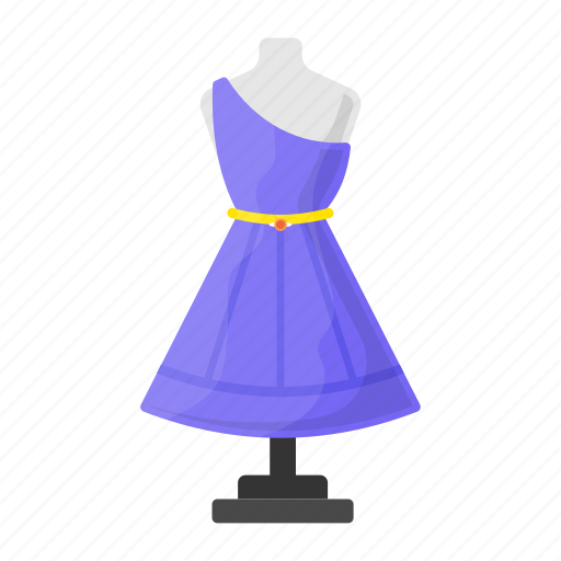 Woman clothing, fashion show, statue, single shoulder, ruffle dress, frock, model icon - Download on Iconfinder
