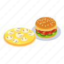 isometric, object, sign, tastyfood