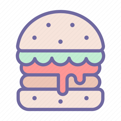 Food, burger, fast, bun, meat, lettuce icon - Download on Iconfinder