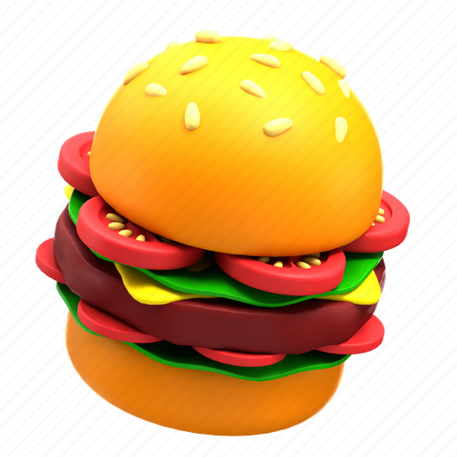 Burger, fastfood, food, delicious, tasty, beverage 3D illustration - Download on Iconfinder