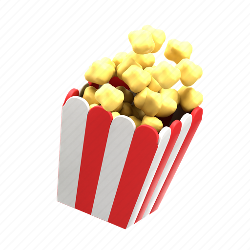 Popcorn, fastfood, food, delicious, tasty, beverage 3D illustration - Download on Iconfinder