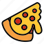 pizza, fast food, melted cheese, pizza icon 