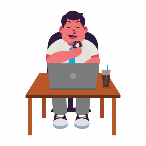 Fat, eating, working, work, overweight, obesity, unhealthy icon - Download on Iconfinder
