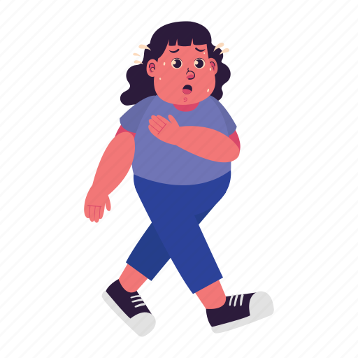 Fat, walking, sweating icon - Download on Iconfinder