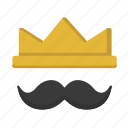 crown, king, mustache, royal