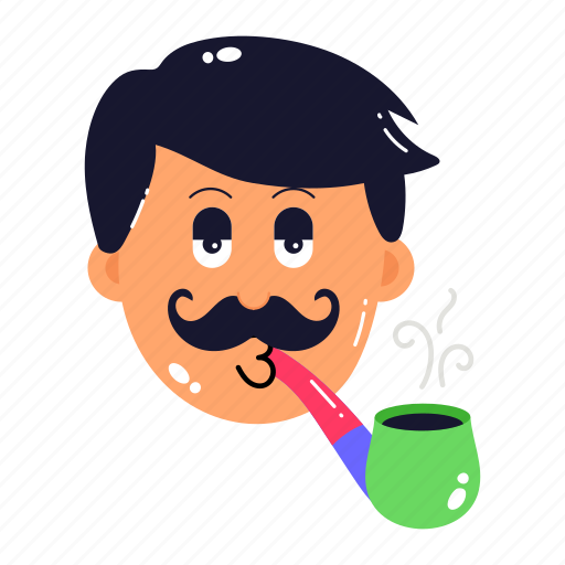 Dad smoking, dad pipe, smoking pipe, father face, dad face icon - Download on Iconfinder