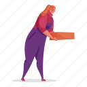 character, builder, woman, box, package, sort, delivery 