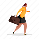 character, builder, woman, briefcase, bag, business