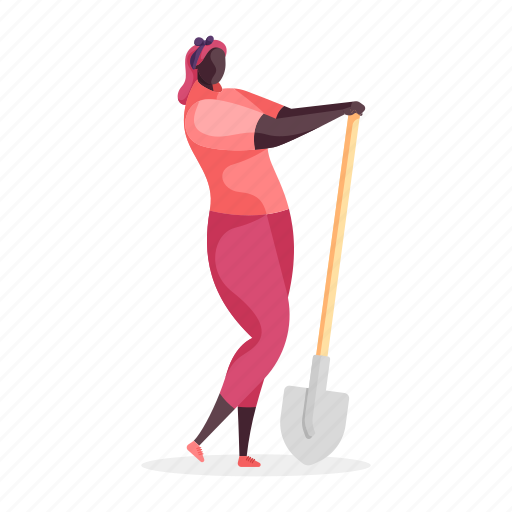 Character, builder, woman, shovel, tool, dig, construction illustration - Download on Iconfinder