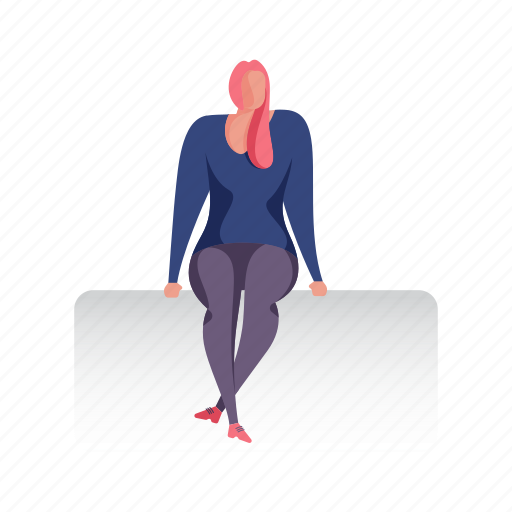Character, builder, woman, sit, lean, lounge illustration - Download on Iconfinder