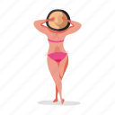 leisure, character, builder, hat, summer, bikini, woman 