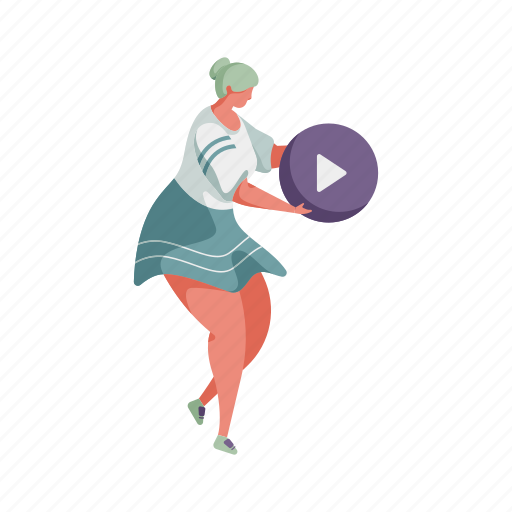 Media, character, builder, woman, play, video, movie illustration - Download on Iconfinder