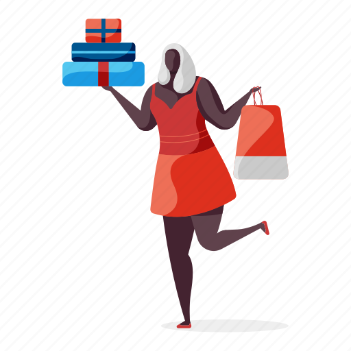 Shopping, e, commerce, character, builder, woman, shop illustration - Download on Iconfinder
