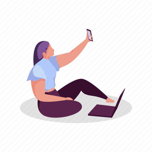 Social, media, woman, selfie, electronic, device illustration - Download on Iconfinder