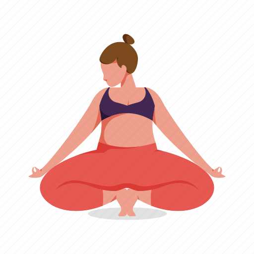 Sports, character, builder, meditate, woman, yoga, pose illustration - Download on Iconfinder
