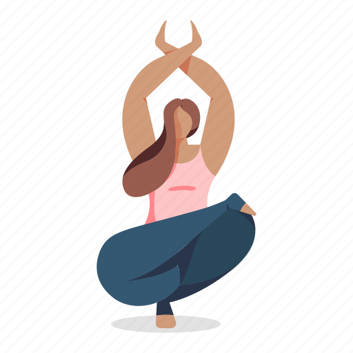 Sports, character, builder, meditation, woman, yoga, pose illustration - Download on Iconfinder