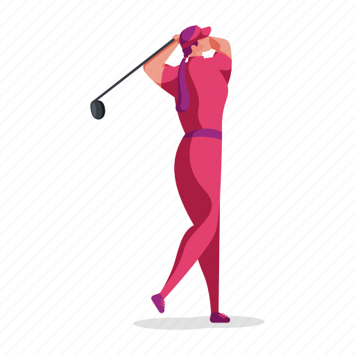 Sports, character, builder, woman, golf, sport, game illustration - Download on Iconfinder