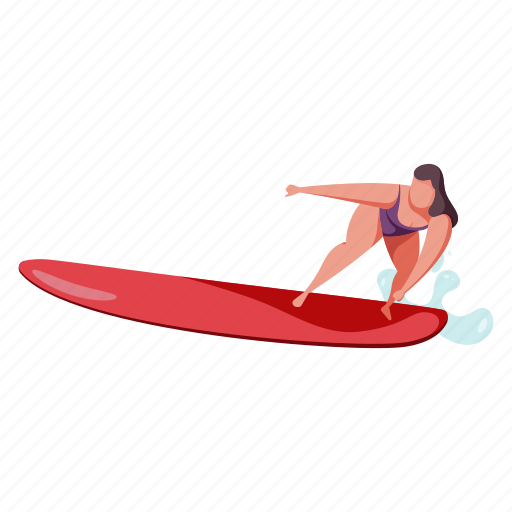 Sports, character, builder, woman, surf, surfing, surfboard illustration - Download on Iconfinder