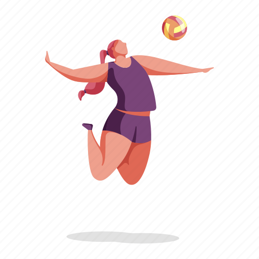 Sports, character, builder, woman, volleyball, ball, sport illustration - Download on Iconfinder