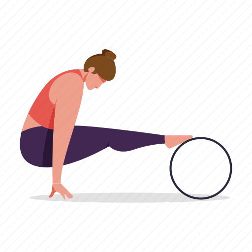 Sports, character, builder, yoga, pose, stretch, woman illustration - Download on Iconfinder