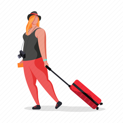 Travel, character, builder, woman, luggage, baggage, suitcase illustration - Download on Iconfinder