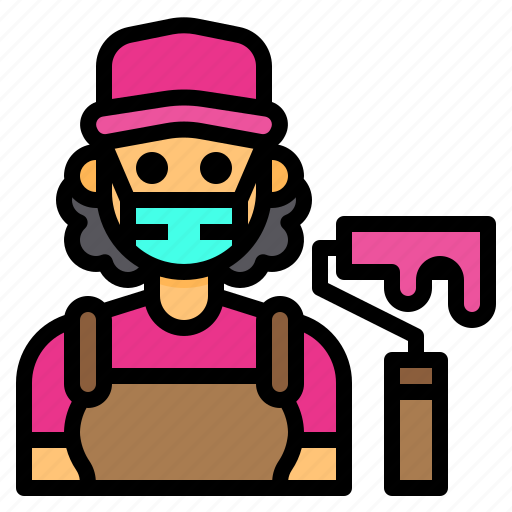 Painter, avatar, occupation, woman, paint icon - Download on Iconfinder