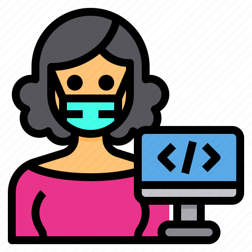 Programmer, coding, avatar, occupation, woman icon - Download on Iconfinder