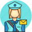 avatar, job, postman, profession, woman 