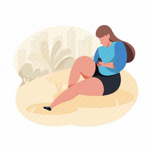 Character, builder, leisure, woman, female, smartphone illustration - Download on Iconfinder