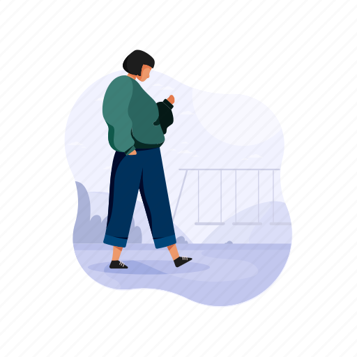 Character, builder, walk, playground, swings, woman illustration - Download on Iconfinder