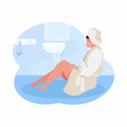 Leisure, bathroom, relaxation, robe, woman illustration - Download on Iconfinder