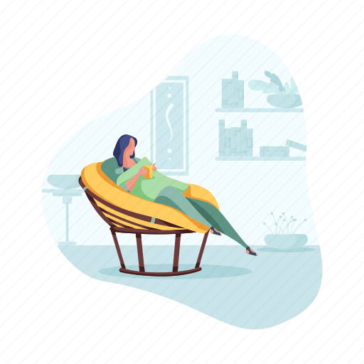 Leisure, woman, drink, furniture, home, chair illustration - Download on Iconfinder