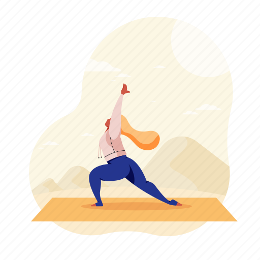 Sports, outdoors, meditation, yoga, woman illustration - Download on Iconfinder
