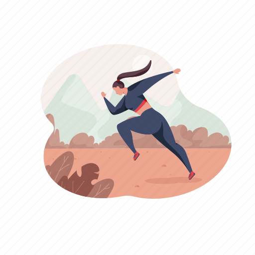 Sports, running, run, woman, activity illustration - Download on Iconfinder