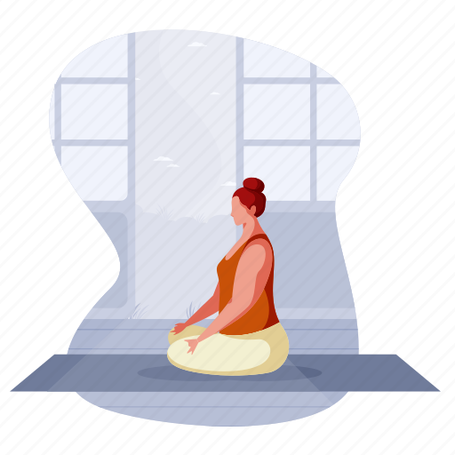 Sports, woman, meditate, meditation, fitness illustration - Download on Iconfinder