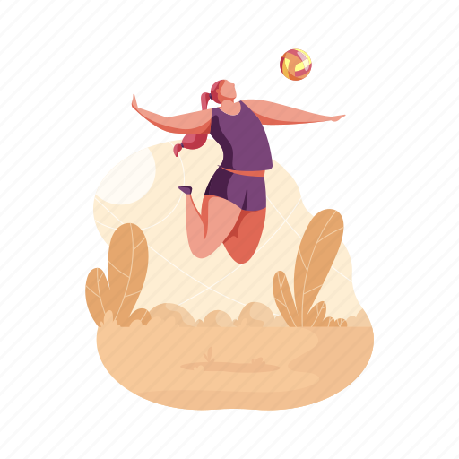 Sports, woman, volleyball, player, sport illustration - Download on Iconfinder