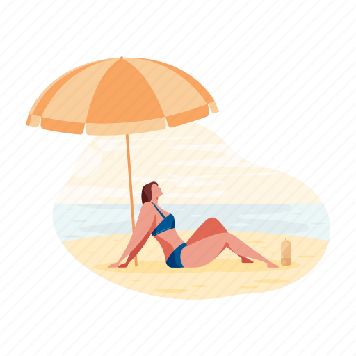 Travel, beach, holiday, vacation, woman illustration - Download on Iconfinder