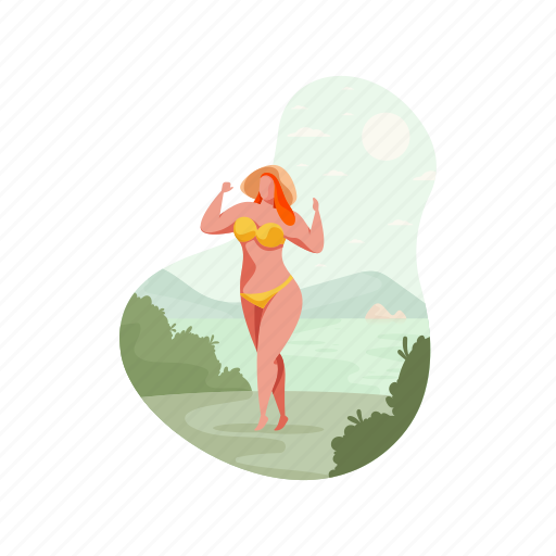 Travel, woman, holiday, vacation, beach illustration - Download on Iconfinder