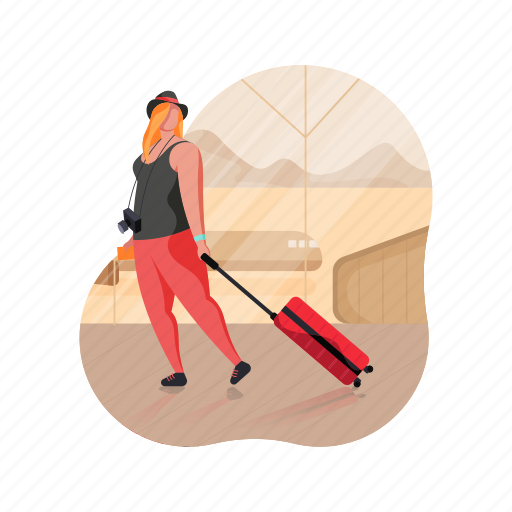 Travel, woman, travelling, luggage, airport, flight illustration - Download on Iconfinder