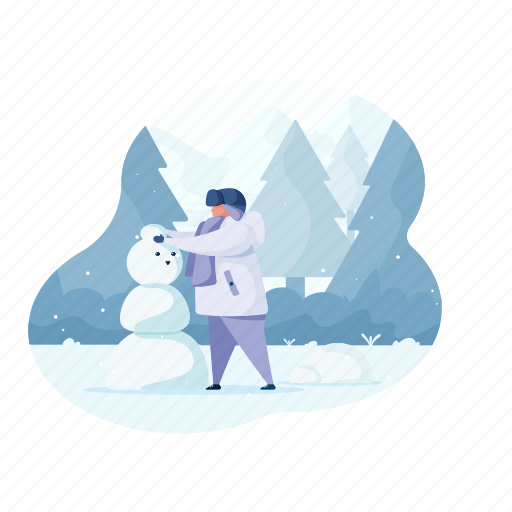 Weather, holidays, snowman, build, winter, child illustration - Download on Iconfinder
