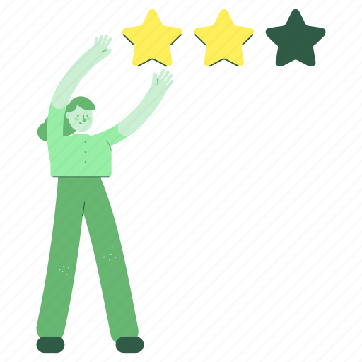 Rating, woman, female, star, review, stars illustration - Download on Iconfinder
