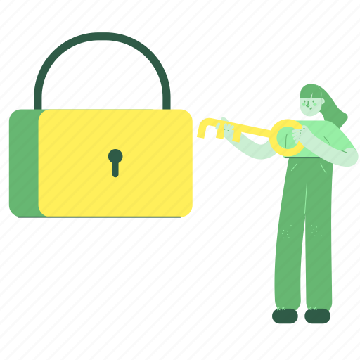 Security, woman, female, person, lock, locked, key illustration - Download on Iconfinder