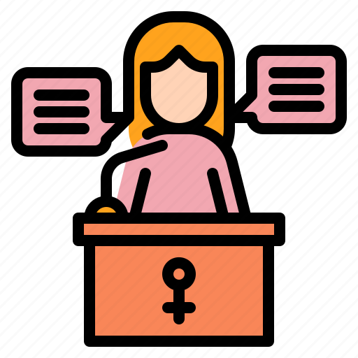 Podium, political, rights, woman, activist, feminist, freedom icon - Download on Iconfinder