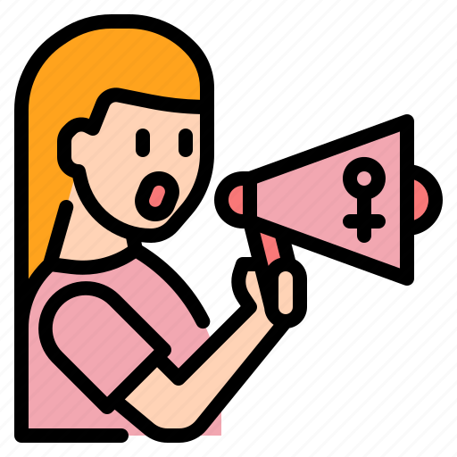Speaking, woman, megaphone, annouce, shouting, empowerment, promotion icon - Download on Iconfinder