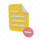 remove, file, document, folder, data, paper, minus