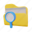search, folder, file, find, data, document, magnifier 
