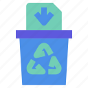 arrow, bin, file, recycle, trash